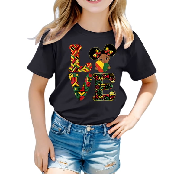 Likimi Toddler Girls Tshirt Crew Neck Short Sleeve Letter Print Casual Tee Black Size 2-3 Years