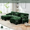 thumbnail image 5 of FFH Cloud Sofa Sectional, 133.8" Oversized 3 Seater Sofa for Living Room, Modern U Shaped Sofa with Deep Seat (Chenille Dark Green, 3 Seater with 2 Ottomans), 5 of 11