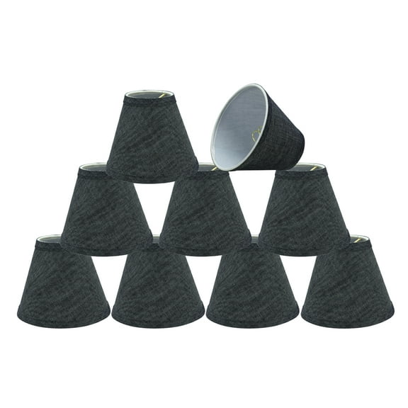 Aspen Creative 32120-9 Small Hardback Empire Shape Chandelier Clip-On Lamp Shade Set (9 Pack), Transitional Design in Grey-Blue, 6" bottom width (3" x 6" x 5")