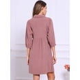 thumbnail image 3 of DARING DIVA Women's Button Down 3/4 Sleeve A-Line Mini Shirt Dress XS Dark Pink, 3 of 6