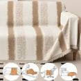 thumbnail image 4 of Universal Non-Slip Sofa Cover | 6X4.26Ft Striped Stretch Couch Protector | Soft Polyester Spandex Fabric | Pet & Scratch Resistant | Reversible Sleeping Blanket | Orange, Coffee, Gray, 4 of 6