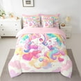 thumbnail image 2 of Manfei Cartoon Unicorn Twin Bedding Sets 7-Piece for Kids Children,Kawaii Colorful Rainbow Bedding Comforter Set Microfiber,Cute Love Heart Breathable Sheet Sets,Ultra Soft Home Decor,Reversible, 2 of 8