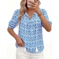 thumbnail image 7 of PRETTYGARDEN Womens Summer Boho Tops Vacation Outfits Casual Tie Front V Neck Peasant Blouses Puff Short Sleeve Shirts, 7 of 7