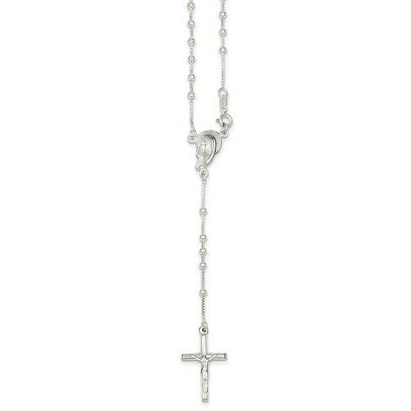 Sterling Silver Polished Rosary Necklace