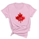 thumbnail image 3 of Camisetas de Manga Corta para Mujeres Canadá Día Hoja de Arce Impresión Básica de Verano Tee, Cuello Redondo Camiseta Casual, 3 of 3
