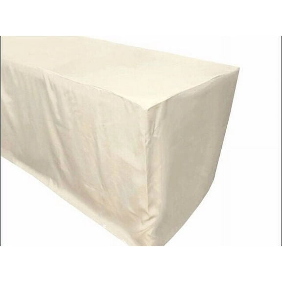 8' ft. Fitted Polyester Table Cover Wedding Trade show Booth DJ TableCloth IVORY"