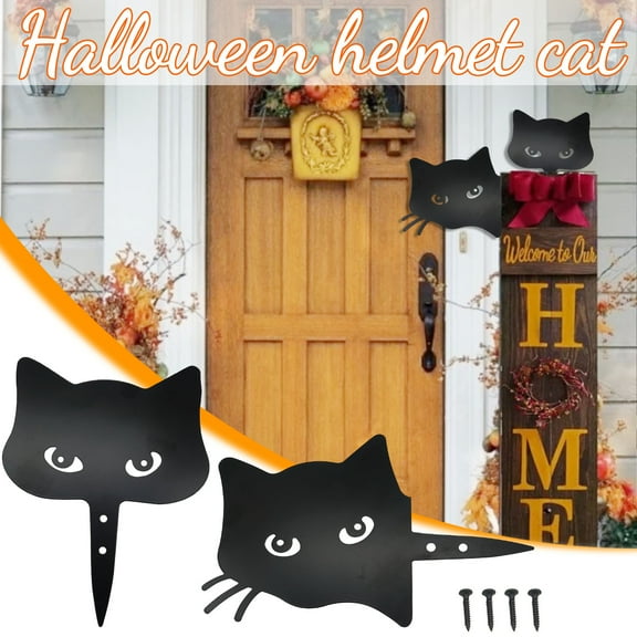 Halloween Black Cat Decorations Peeping Animal Metal Art Halloween Home Decor Outdoor Ornaments Cat Courtyard Lawn Gift Ideal for Cat Lovers Gift Animals Silhouette