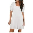 thumbnail image 2 of XuJwPNcy Dresses for Women Casual Spring Solid Color Dress Loose Comfy Short Sleeve Dresses with Pockets, 2 of 6