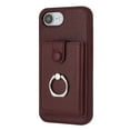 thumbnail image 3 of Compatible with iPhone 16e Wallet Phone Case,360°Rotation Finger Ring Holder Kickstand,with Card Holder,Lychee Pattern PU Leather Durable Shockproof Rugged Phone Case,Winered, 3 of 11