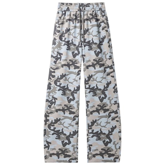 CONZONE Mens Baggy Sweatpants Wide Leg Sweat Pants for Men Trendy Elastic Waist Drawstring Camouflage Soft Casual Joggers Pant With Pockets