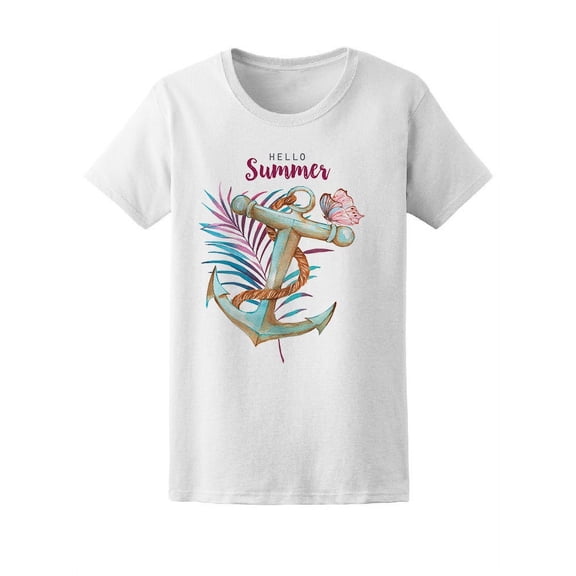 Tropical Anchor Hello Summer T-Shirt Women -Image by Shutterstock, Female Large