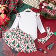 thumbnail image 6 of Newborn Romper Infant Toddler Girls Letters Cartoon Chrismas Tree Printed Long Sleeve Romper Short Skirt With Headband 3PC Children's Suit Hot Pink, 9-12 Months, 6 of 6