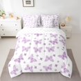 thumbnail image 2 of Homewish 3D Butterfly Printed 7-Piece Bedding Comforter Set,Boho Butterflies Flower King Bedding Sets,Purple White Bed Sheets For Girl Kids,Luxury Bedroom Decor Reversible, 2 of 8