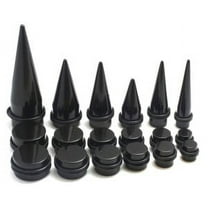 18Pc Black EAR STRETCHING KIT 00g 1/2 9/16 3/4 7/8 PLUGS TAPERS