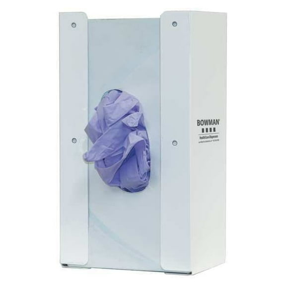 Glove Dispenser, Steel, Holds (1) Box ,White ,10 in H x 5-5/8 in W x 3-7/8 in D