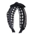 thumbnail image 4 of Diadema de encaje para mujer Vintage 80s Diadema dura Banda para el cabello - Diadema con lazo de de imitación Envoltura para el cabello Negro Salvador Bowknot Lace Hair Hoop, 4 of 10
