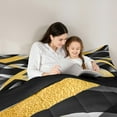thumbnail image 5 of Manfei Geometric Geometric Lines Queen Comforter Set,Modern Abstract Art Bedding Sets,Yellow Black Gray Bedding Comforter Set For Teens,Microfiber Bedroom Decor Reversible,3pcs, 5 of 8
