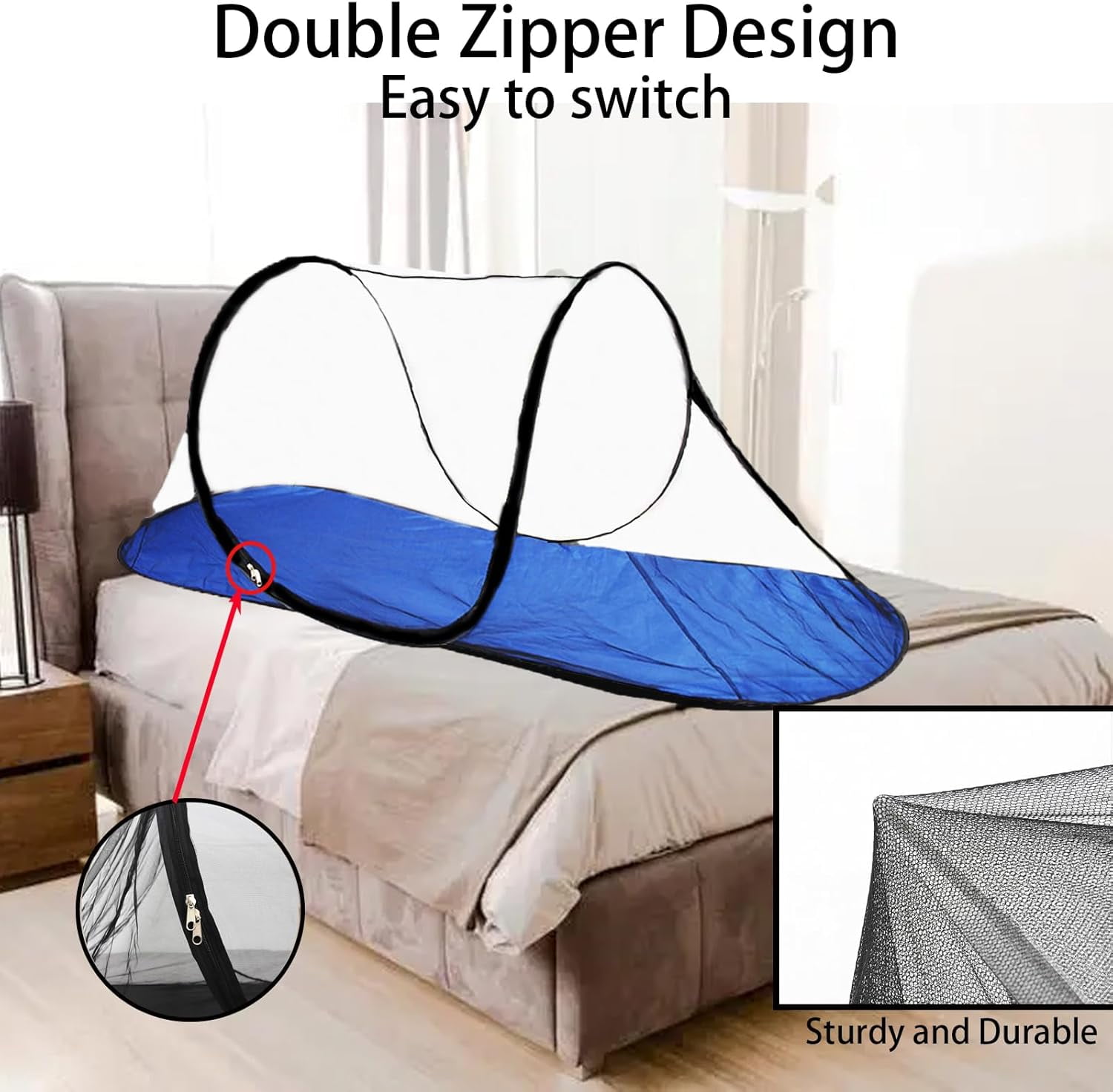 AmzDoer Mosquito Tent with Bottom, Portable Foldable Mosquito Net for Outdoor, Foldable Mosquito Net for Camping, Personal Insect-Proof Canopy, Mosquito Net for Bed, Camping, Travel, Patio, Suitable