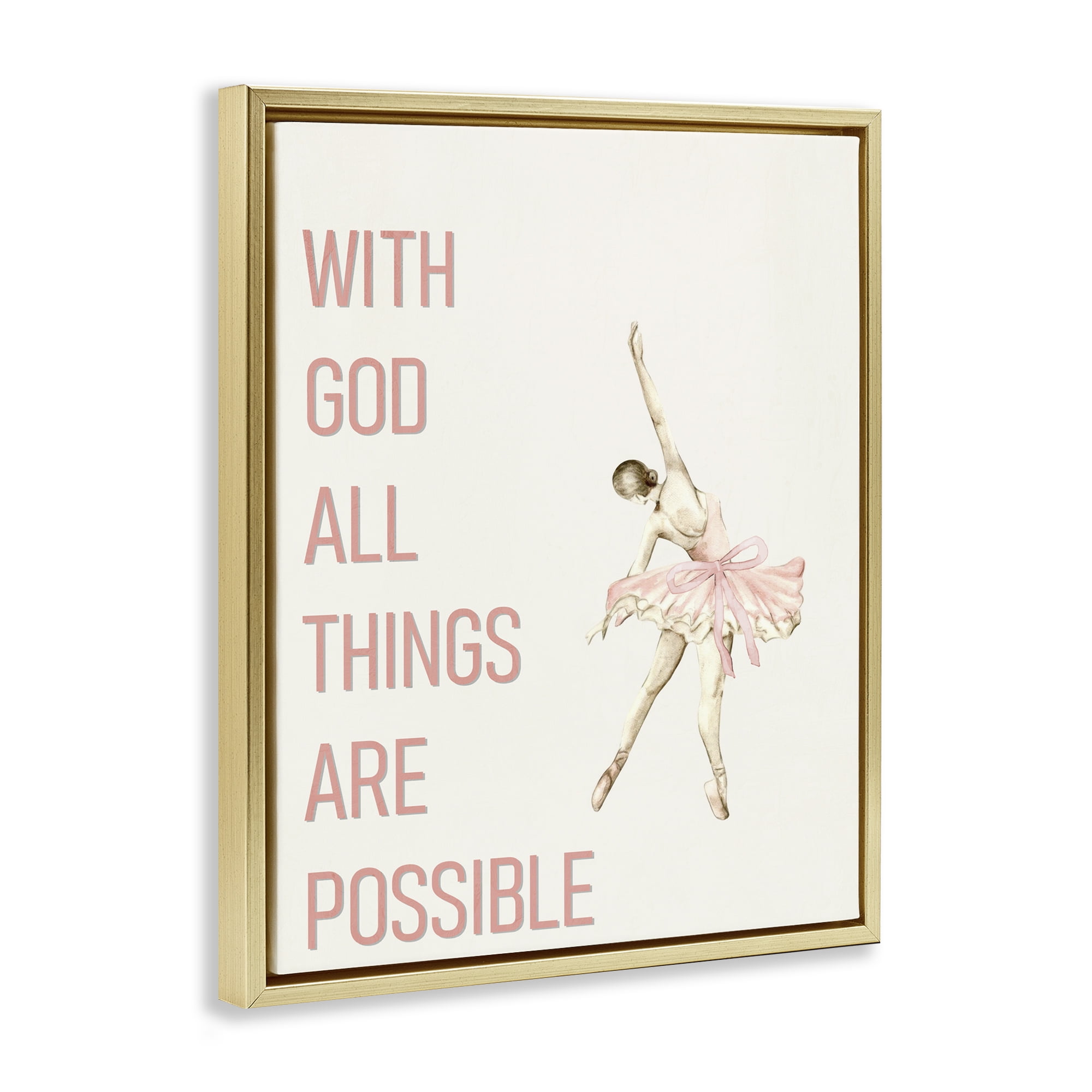 All Things Possible Ballerina Gold Framed Floater Canvas Wall Art, design by Kim Allen