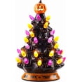thumbnail image 6 of Joyfy 8.5 Inch Halloween Ceramic Tree Black Christmas Tree with Orange Pumpkin Over Multicolor Bulbs LED Light Up Battery Operated Light Up Halloween Decorations for Indoor Party Decor Gifts, 6 of 8