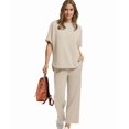 thumbnail image 6 of Two Piece Sets for Women Summer Outfits Wide Leg Crop Pants Lounge Sets Beach Vacation Clothes Color L, 6 of 9