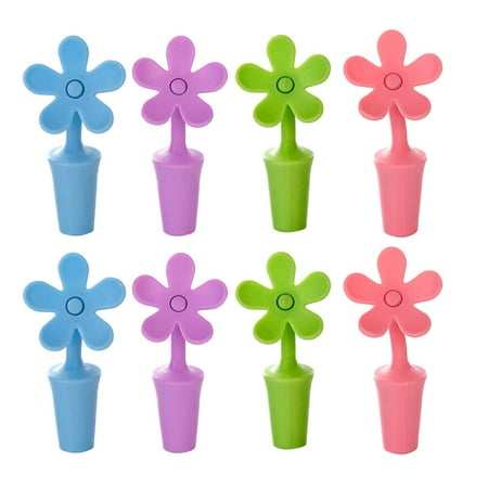 

bottle stopper 8Pcs Flower Shape Wine Stoppers Wine Bottles Stopper Sealed Bottle Silicone Caps