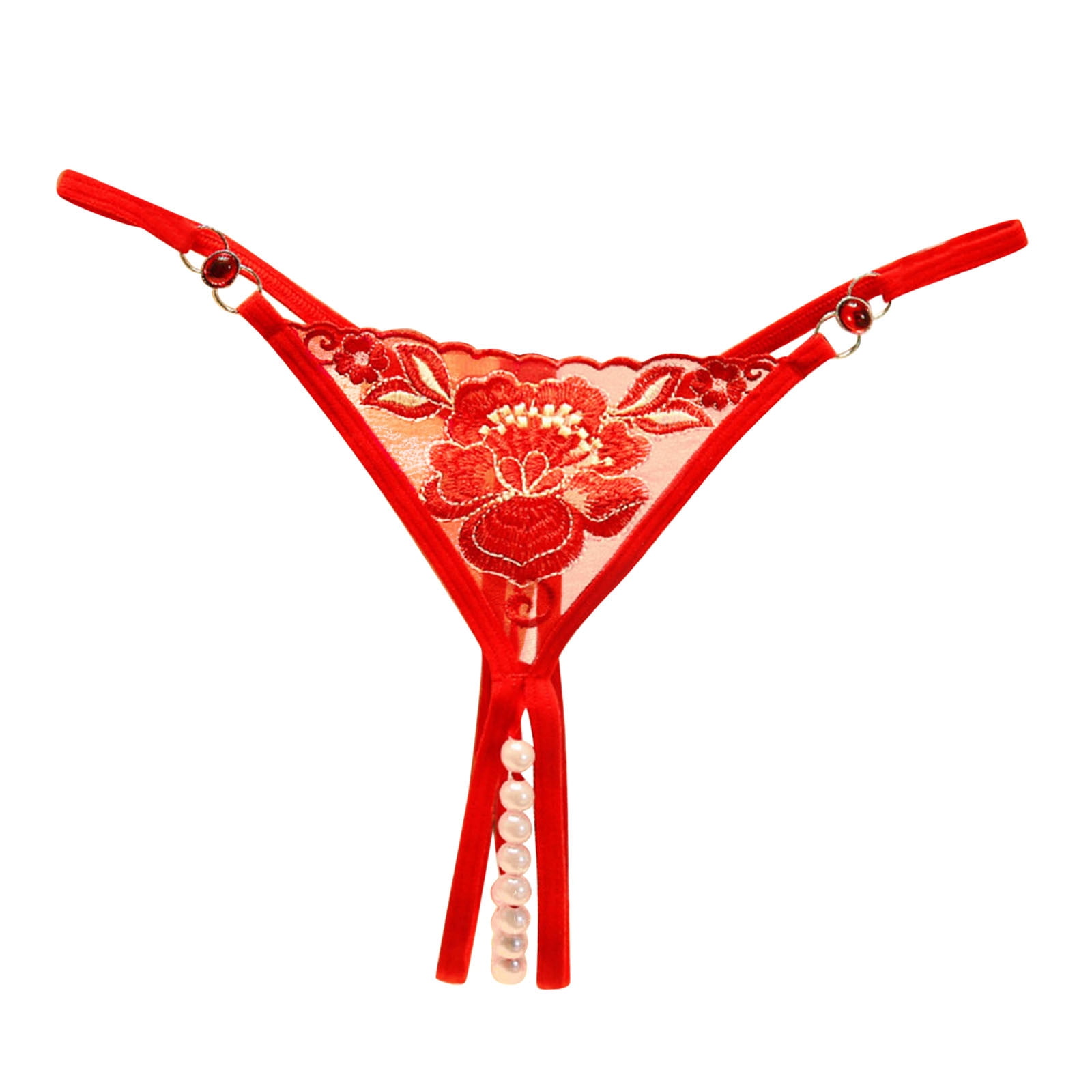 Zuwimk Thongs For Women ,Womens Silk Satin Thong Panties Lace G String  Thong T Back Shiny Satin Underwear Red,One Size