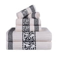 thumbnail image 2 of Superior Athens 6-Piece Cotton Greek Scroll Towel Set, Ivory-Black, 2 of 9