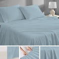 thumbnail image 4 of Purity Home 4-Piece 100% Brushed Organic Cotton Percale Bedsheet Set, 300 Thread Count Breathable, Super Soft & Cozy Bedding, Queen, Aqua, 4 of 14