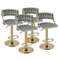 thumbnail image 1 of Gymax Tabouret de Bar Pivotant avec Dossier Tressé, Ensemble de 4 Tabourets de Bar Rembourrés en Velours Réglables, 1 of 9