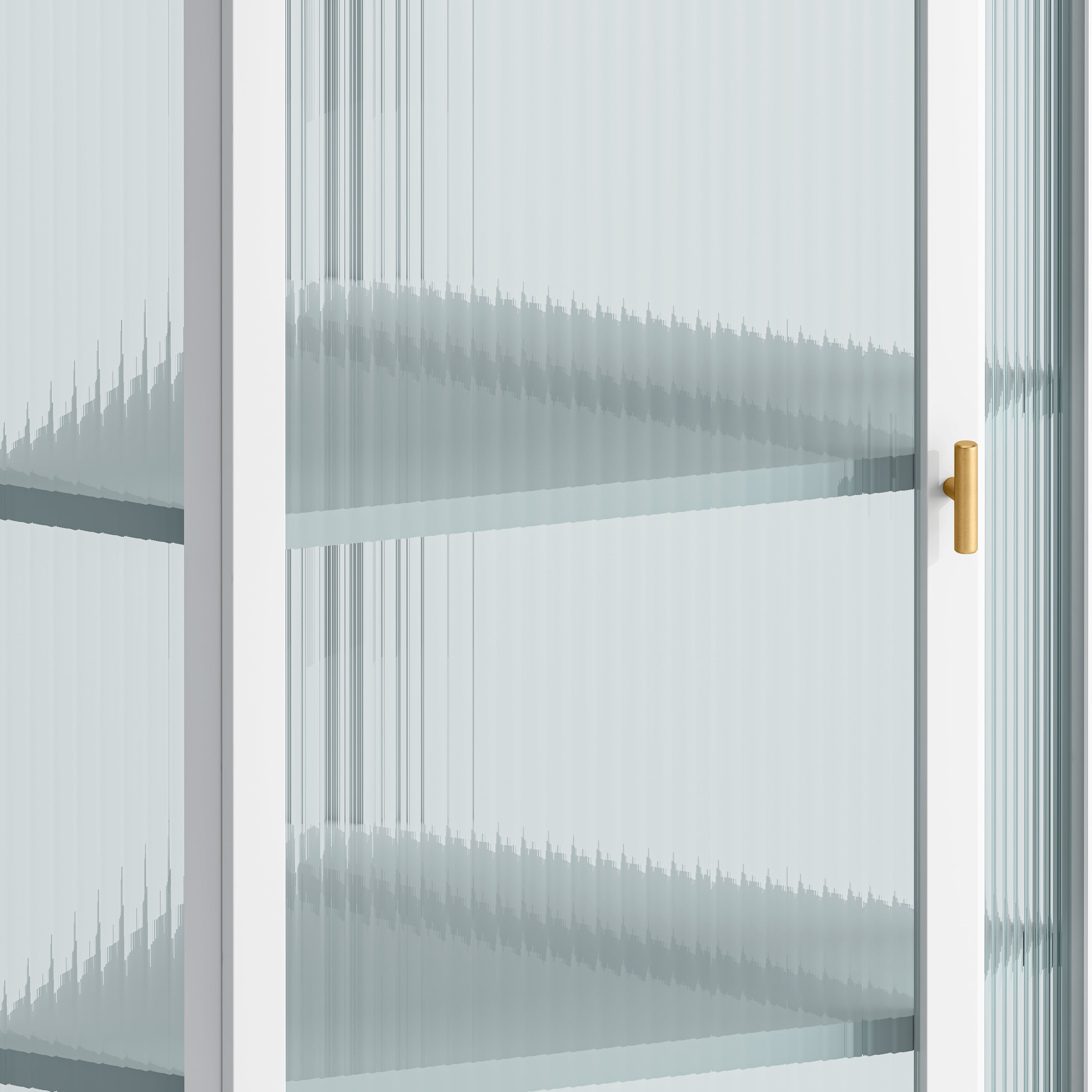 Wall Mounted Corner Cabinet 41.34 Inch, 4-Tier Glass Door Storage with Ribbed Glass and Metal Frame, Bathroom Organizer and Living Room Display Cabinet, White