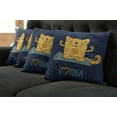 thumbnail image 2 of Ambesonne Cartoon Throw Pillow Cover 4 Pack, Cat Lotus Position, 16", Pale Blue Dark Blue, 2 of 6