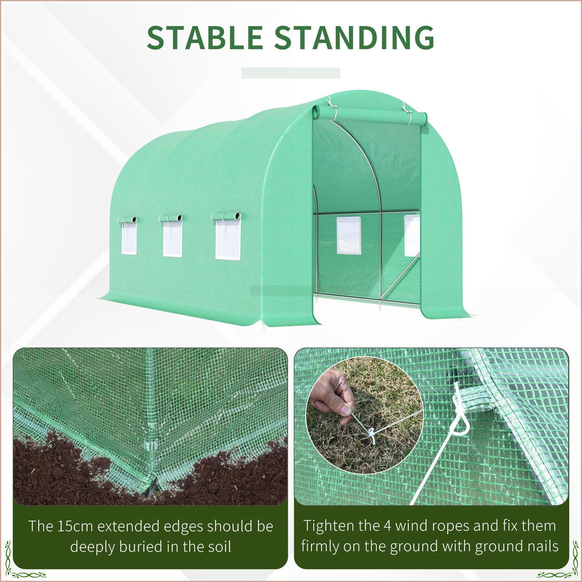 Walk-in Greenhouse | Invernadero | 15' x 6' x 7' Backyard Growing House with Door Vent | Forest Green | Steel