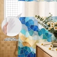 thumbnail image 2 of No Hook Shower Curtain, Blue Green Geometric Shower Curtains for Bathroom with See Through Top Window, Stained Glass Abstract Chic Art Waterproof & Washable Bath Curtain Long 72"x78", 2 of 7