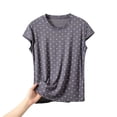 thumbnail image 3 of Loopsun Womens Short Sleeve Pajama Tops Print Round Neck Short Sleeve Thin Loose Loungewear, 3 of 5