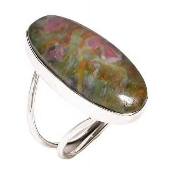 Ruby Fuchsite Gemstone 925 Sterling Silver Statement Ring Jewelry Gift for Her and Him