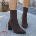 thumbnail image 5 of LOVZFMLL Boots for Women Mid Calf Chelsea Boots Pointy Toe Slip Resistant Mid Block Heel Knit Sock Booties Fall Winter, 5 of 7