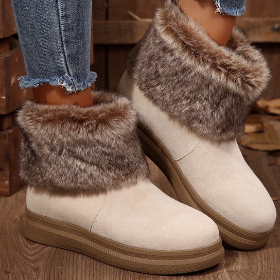 JUSLIO Winter Boots for Women,Ankle Boots Solid Color Round Toe Fashion Casual Comfort Lightweight Boots