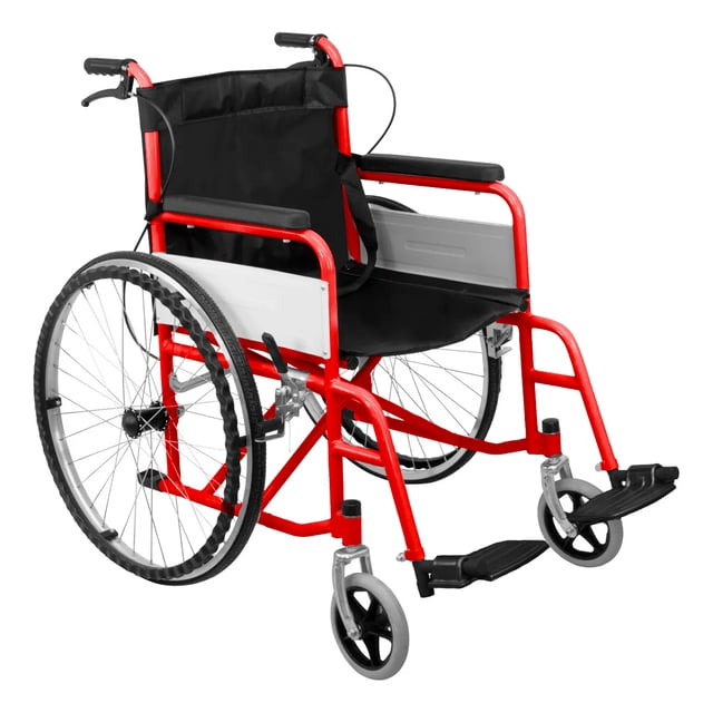 Silla De Ruedas Con Freno En Agarraderas Carre SRC-001R Plegable Economica - Rojo
