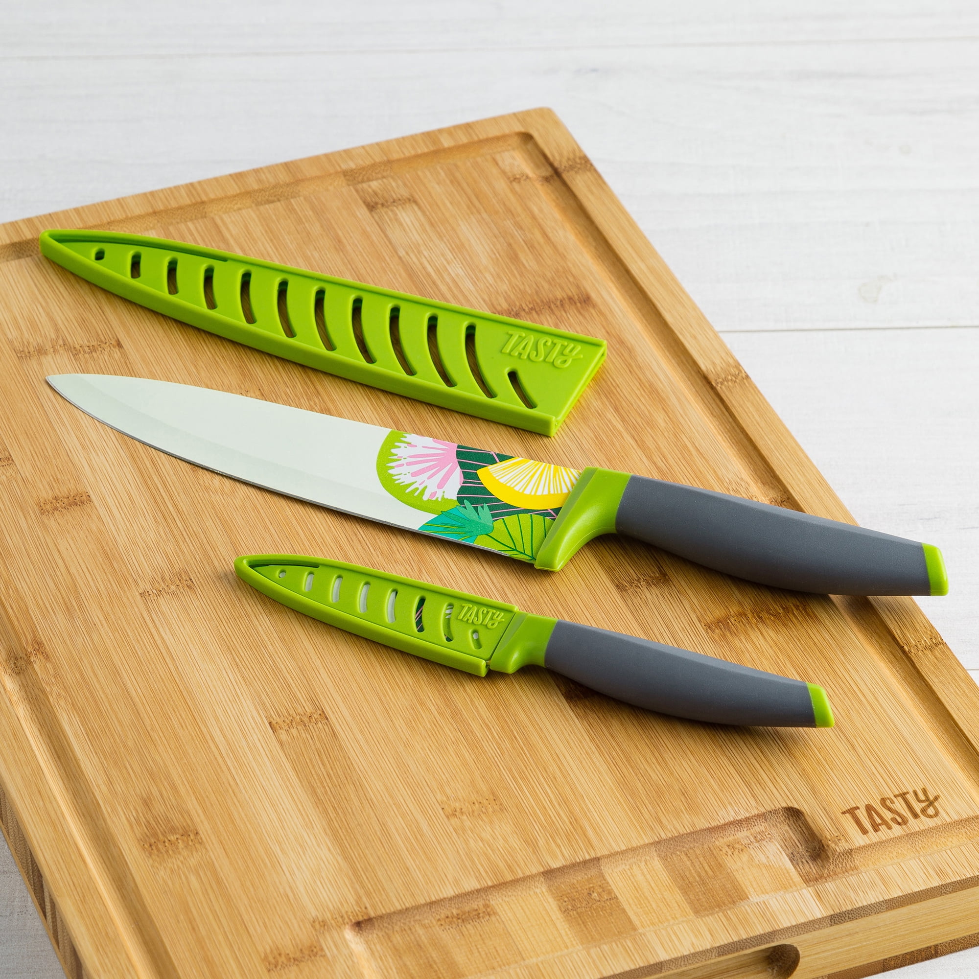 Tasty Green Printed Knife Set, 2 Piece