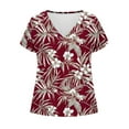 thumbnail image 6 of Cloaraye T Shirts for Women Summer V Neck Short Sleeve Shirts Fashion Floral Printed Tunic Top Springs Beach Vacation Clothes, 6 of 6