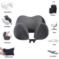 thumbnail image 3 of Almohada de viaje, gran almohada de espuma de memoria para el cuello, soporte para la cabeza, almohada suave para dormir, avión, coche y hogar gris, 3 of 6