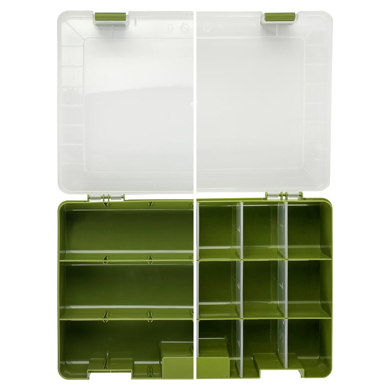 (2 pack) Ozark Trail Medium Plastic Tray Fishing Tackle Box 3600, Green