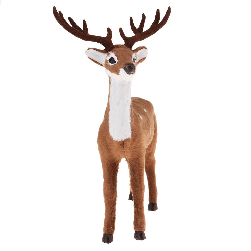 Home & Fairy Garden Decoration Animal Figurines Plush Reindeer Deer Props 