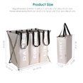 thumbnail image 2 of 3 Section Foldable Laundry Hamper, Large 90L Capacity Laundry Sorter, Oxford Metal X-Frame Clothes Storage Laundry Basket, 2 of 7