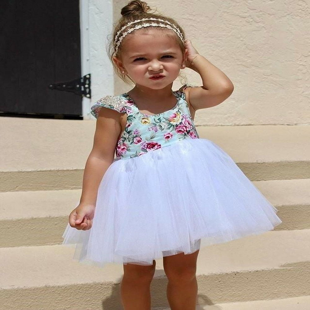 MesaSe Christmas Fancy Kids Baby Girls Floral Dress Party Gown Formal Dresses Sundress Walmart
