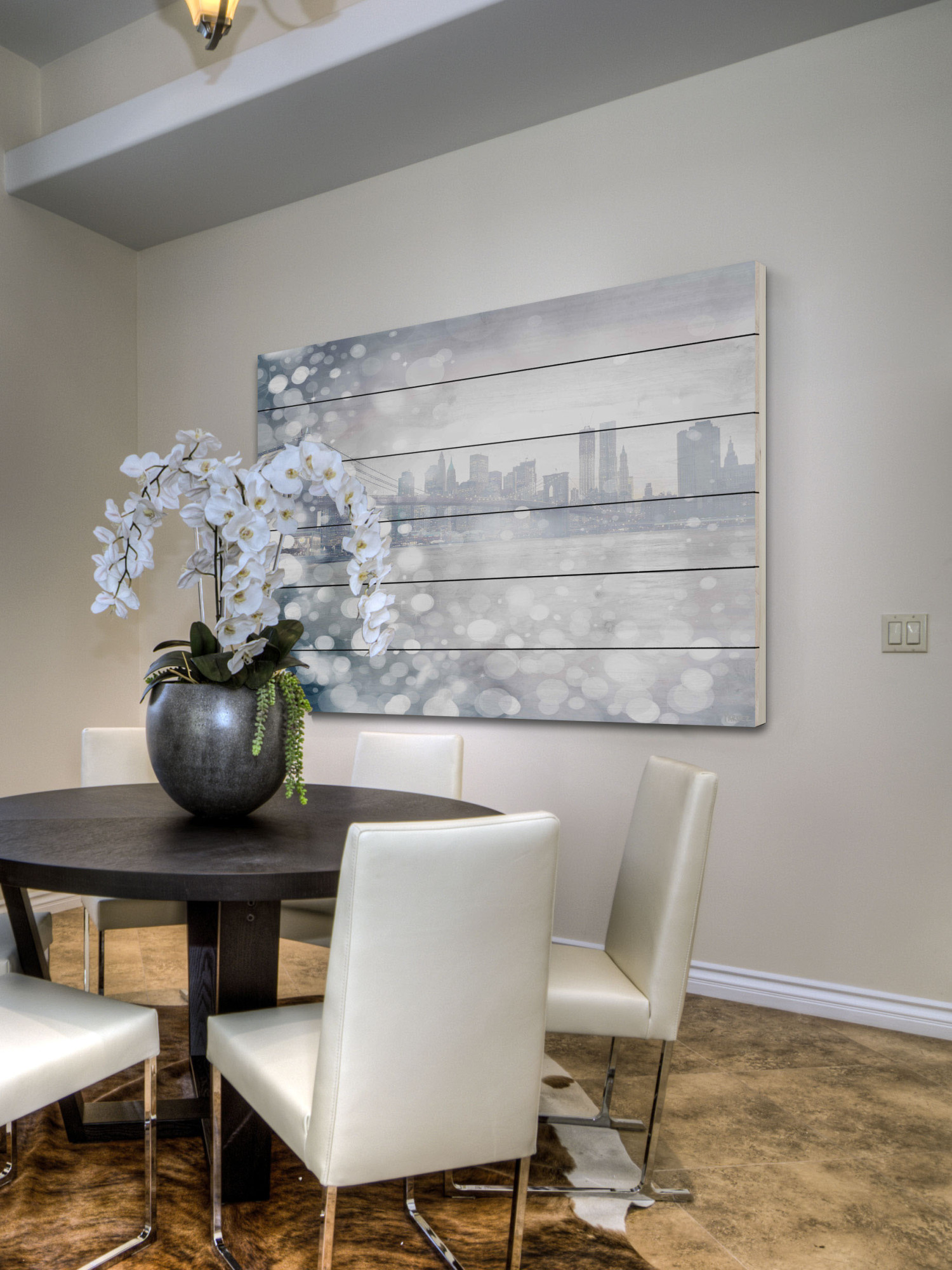 Parvez Taj Down Town Art Print on White Pine Wood