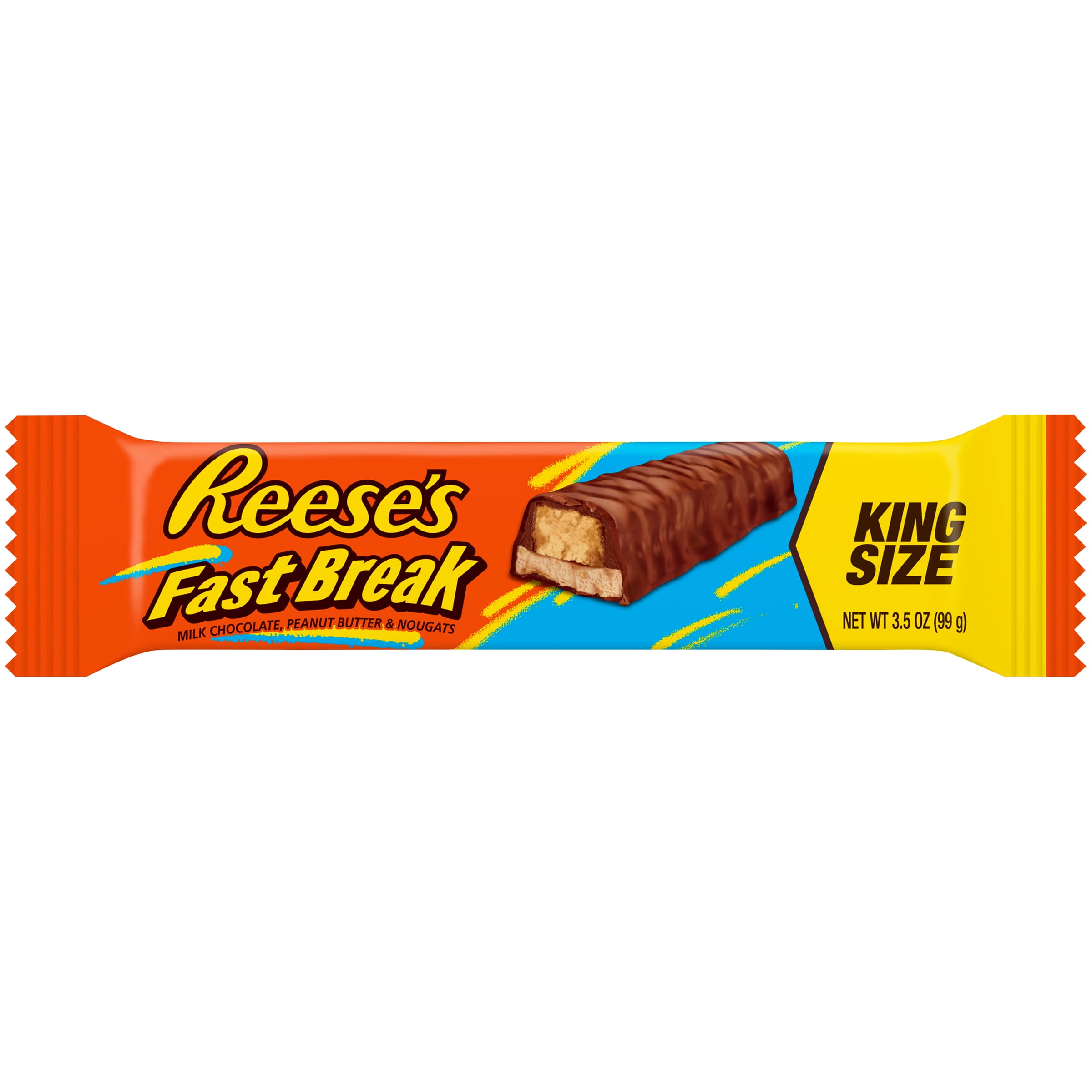 Reese's Fast Break, Milk Chocolate, Peanut Butter and Nougat, King Size Bar, 3.5 Oz