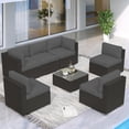 thumbnail image 2 of SOLAURA 7-Piece Patio Furniture Outdoor Black Wicker Rattan Sectional Sofa Set Conversation Set with Gray Cushions, 2 of 8