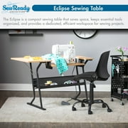 Sew Ready Eclipse Sewing and Craft Table with Adjustable Platform in Black / Maple